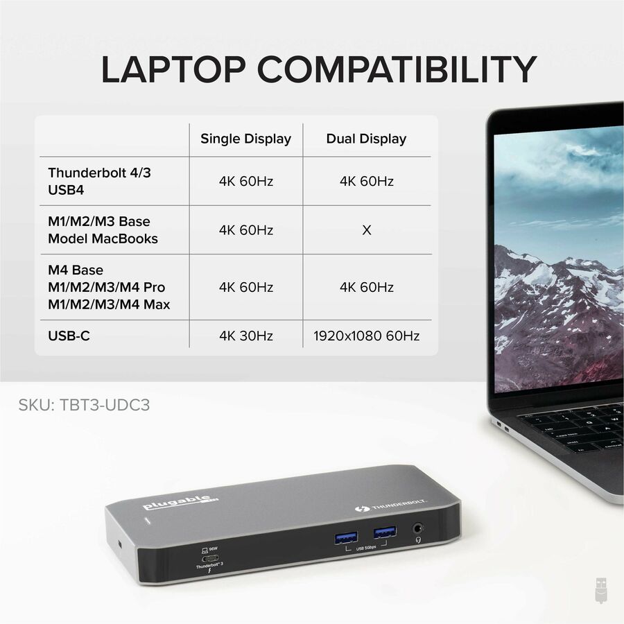 Plugable Thunderbolt Dock - 40Gbps and USB C Docking Station with 96W Charging