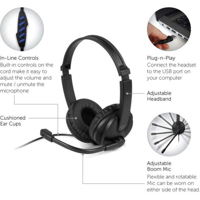 Aluratek AWHU02FB Headset Noise Cancelling