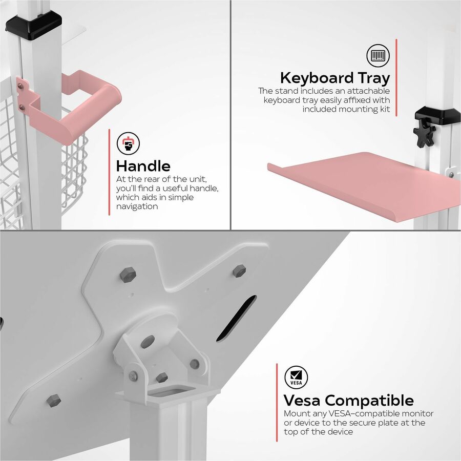 CTA Digital Medical Mobile Floor Stand with Large Universal Security Enclosure