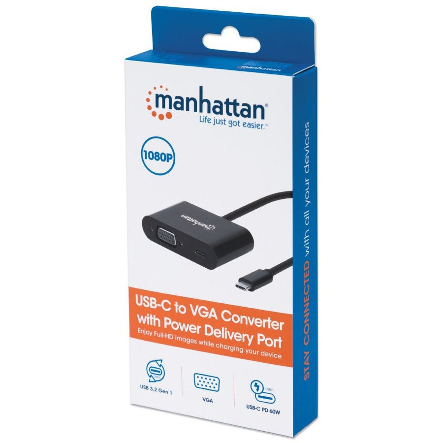 IC Manhattan USB-C to VGA Converter With Power Delivery Port