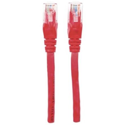 IC Intellinet Network Patch Cable, Cat6, 1m, Red, CCA, U/UTP, PVC, RJ45, Gold Plated Contacts, Snagless, Booted, Lifetime Warranty, Polybag