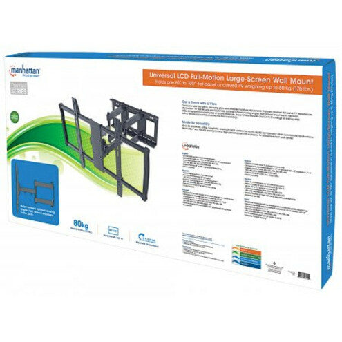 IC Manhattan TV & Monitor Mount, Wall, Full Motion, 1 screen, Screen Sizes: 60-100" , Black, VESA 200x200 to 900x600mm, Max 80kg, LFD, Tilt &