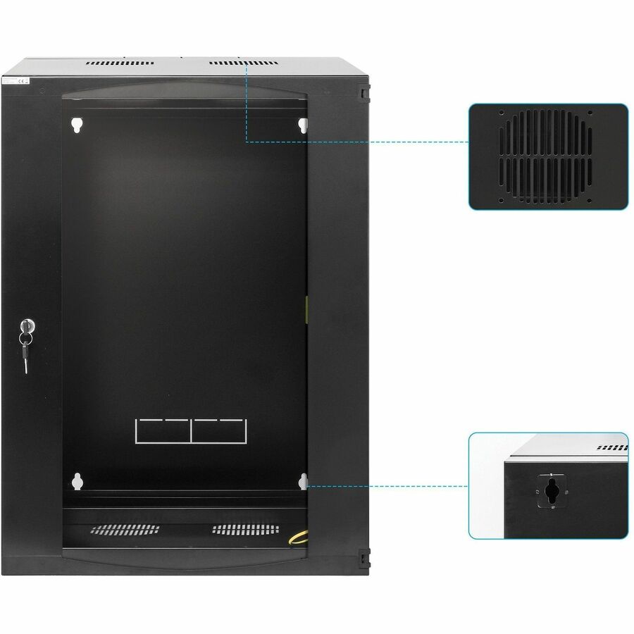 IC Intellinet Network Cabinet, Wall Mount (Double Section), 15U, 600mm Depth, Black, Flatpack, Max 30kg, 19" , Three Year Warranty
