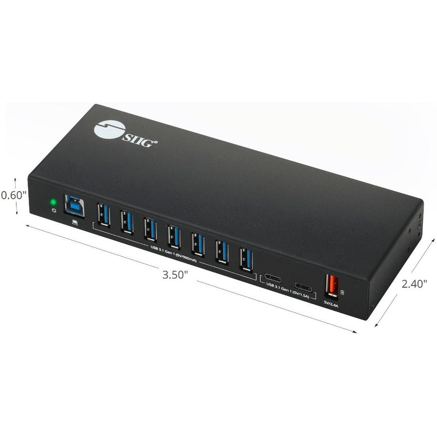SIIG 10 Port Industrial USB 3.1 Gen 1 Hub with Dual USB-C & 65W Charging