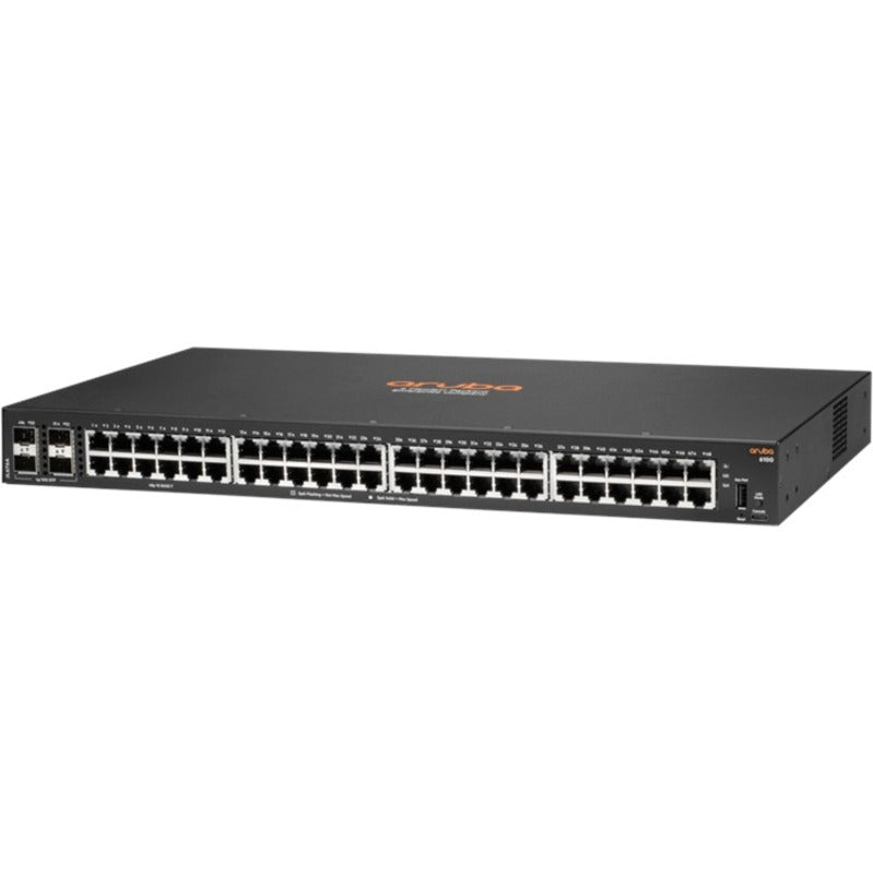 HPE 6100 48G 4SFP+ Switch, 10 Gigabit Ethernet, 10GBase-X, 7.54 lb