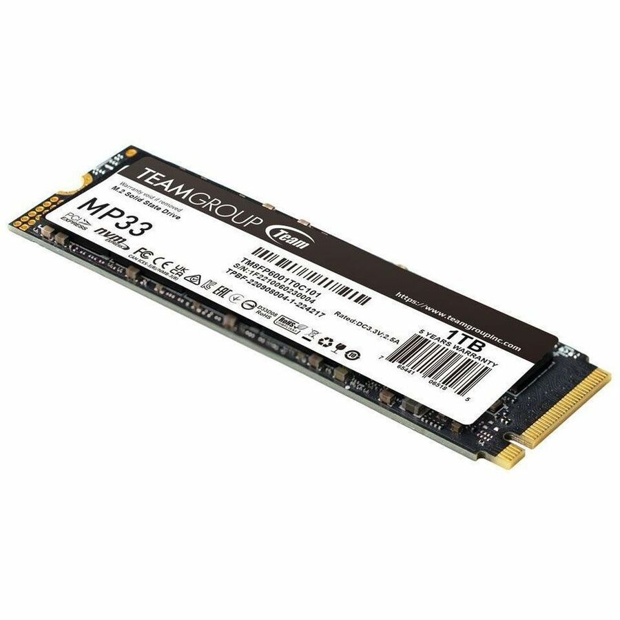 Team MP33 1 TB Solid State Drive - M.2 2280 Internal - PCI Express NVMe (PCI Express NVMe 3.0 x4) - Blue, Black