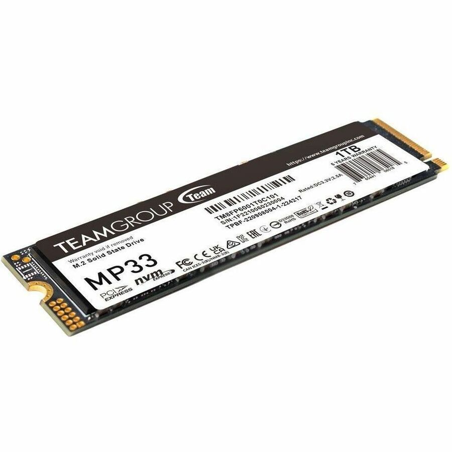 Team MP33 1 TB Solid State Drive - M.2 2280 Internal - PCI Express NVMe (PCI Express NVMe 3.0 x4) - Blue, Black