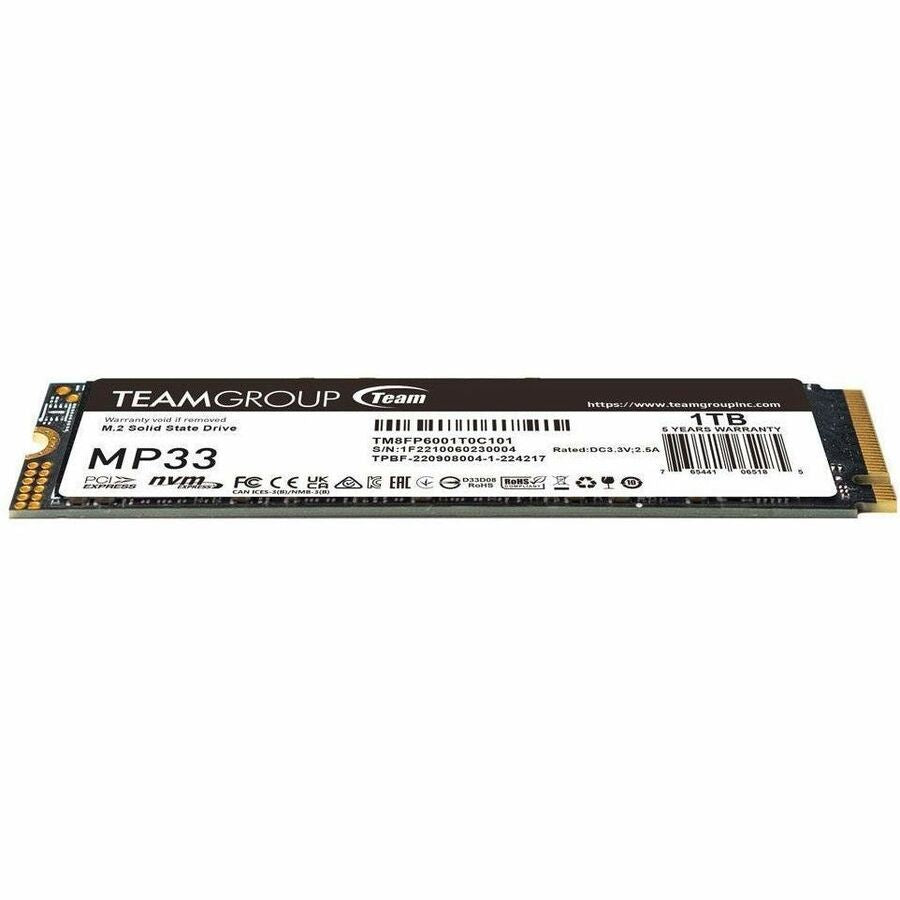 Team MP33 1 TB Solid State Drive - M.2 2280 Internal - PCI Express NVMe (PCI Express NVMe 3.0 x4) - Blue, Black