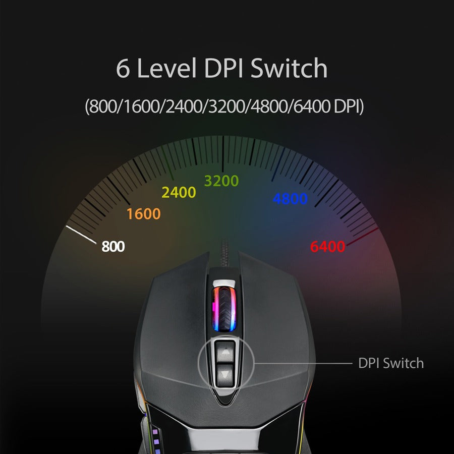Adesso iMouse X5 - 6400 DPI, RGB illuminated Gaming Mouse, USB