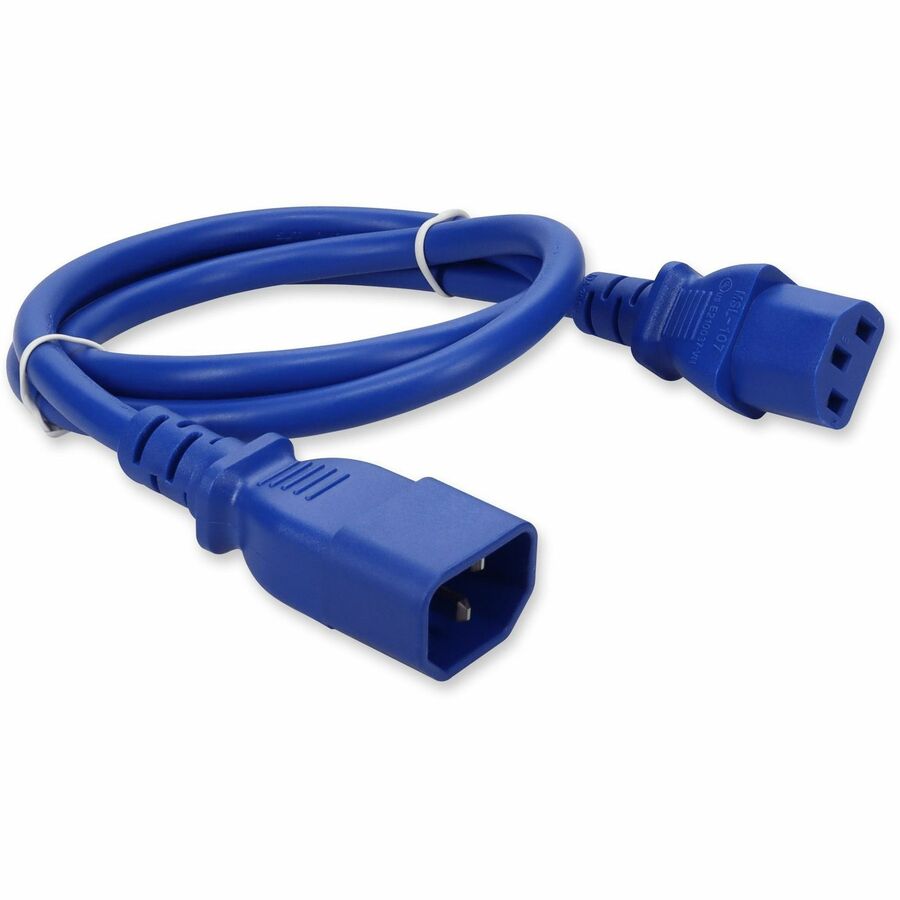 AddOn 4ft C13 Female to C14 Male 14AWG 100-250V at 15A Blue Power Cable