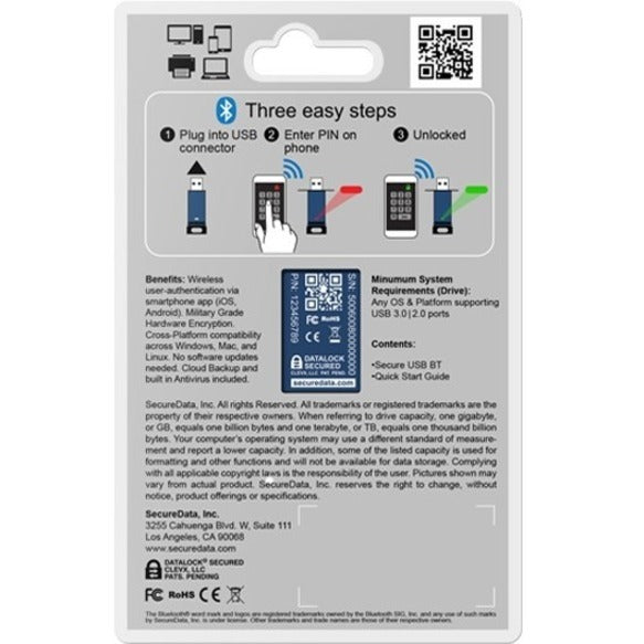 SECUREDATA, SecureDrive Hardware-Encrypted USB Flash Drive with Phone Authentication