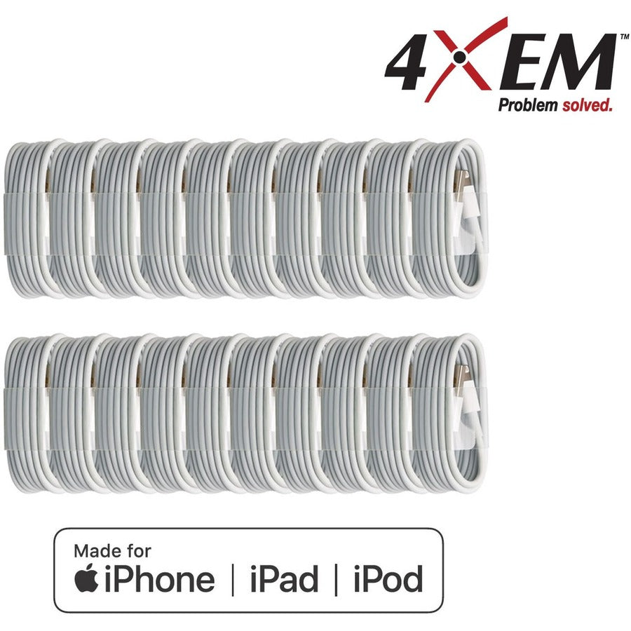 4XEM 20 Pack 3ft 1m Lightning Cable Compatible with Apple iPhone/iPad/iPod - MFi Certified