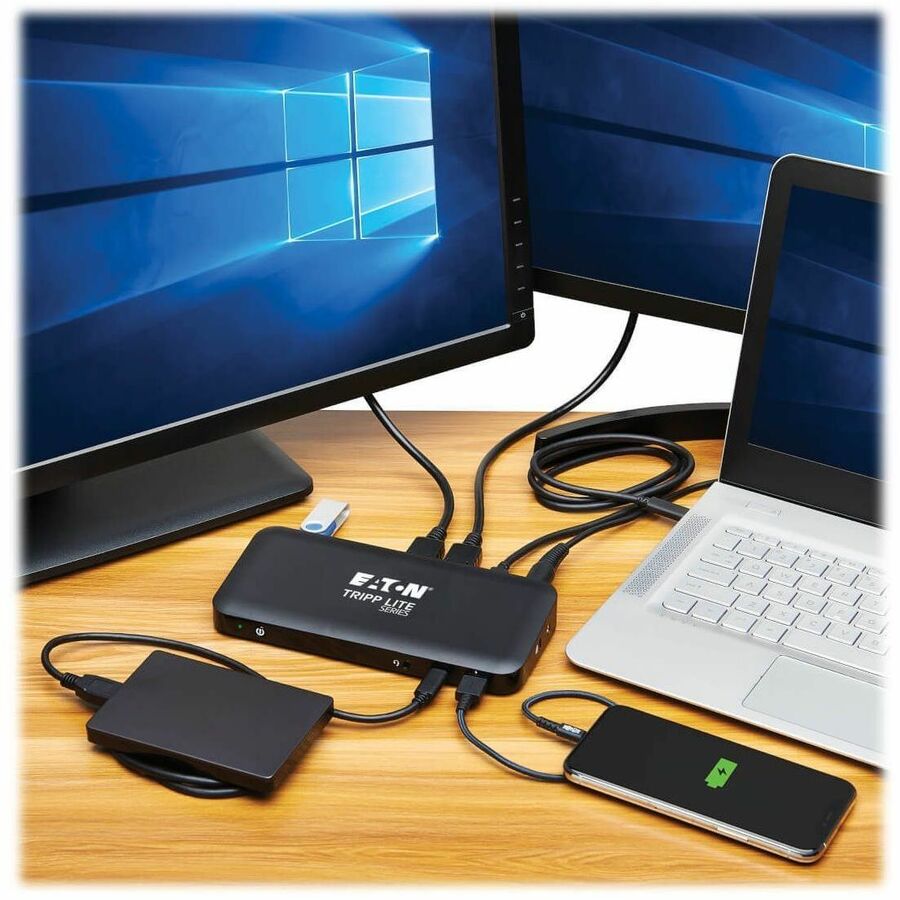 Eaton Tripp Lite Series USB-C Dock, Triple Display - 4K 60 Hz HDMI/DisplayPort, USB 3.x Gen 2 (10Gbps), USB-A/USB-C Hub, GbE, 85W PD Charging, Black