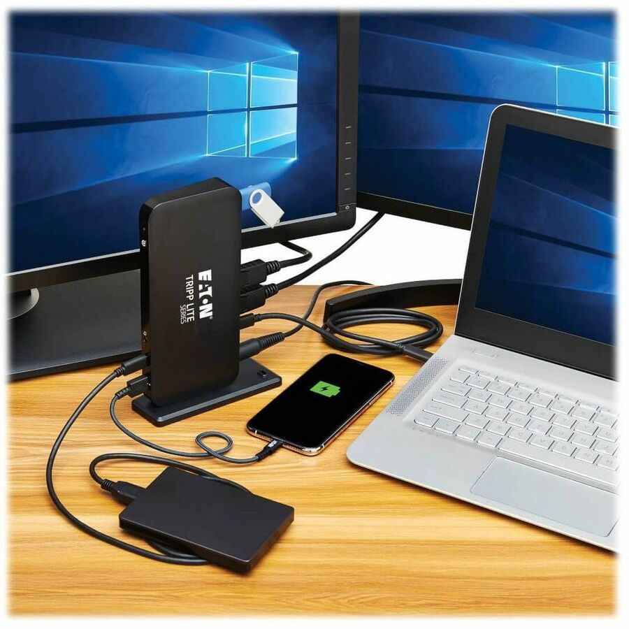 Eaton Tripp Lite Series USB-C Dock, Triple Display - 4K 60 Hz HDMI/DisplayPort, USB 3.x Gen 2 (10Gbps), USB-A/USB-C Hub, GbE, 85W PD Charging, Black