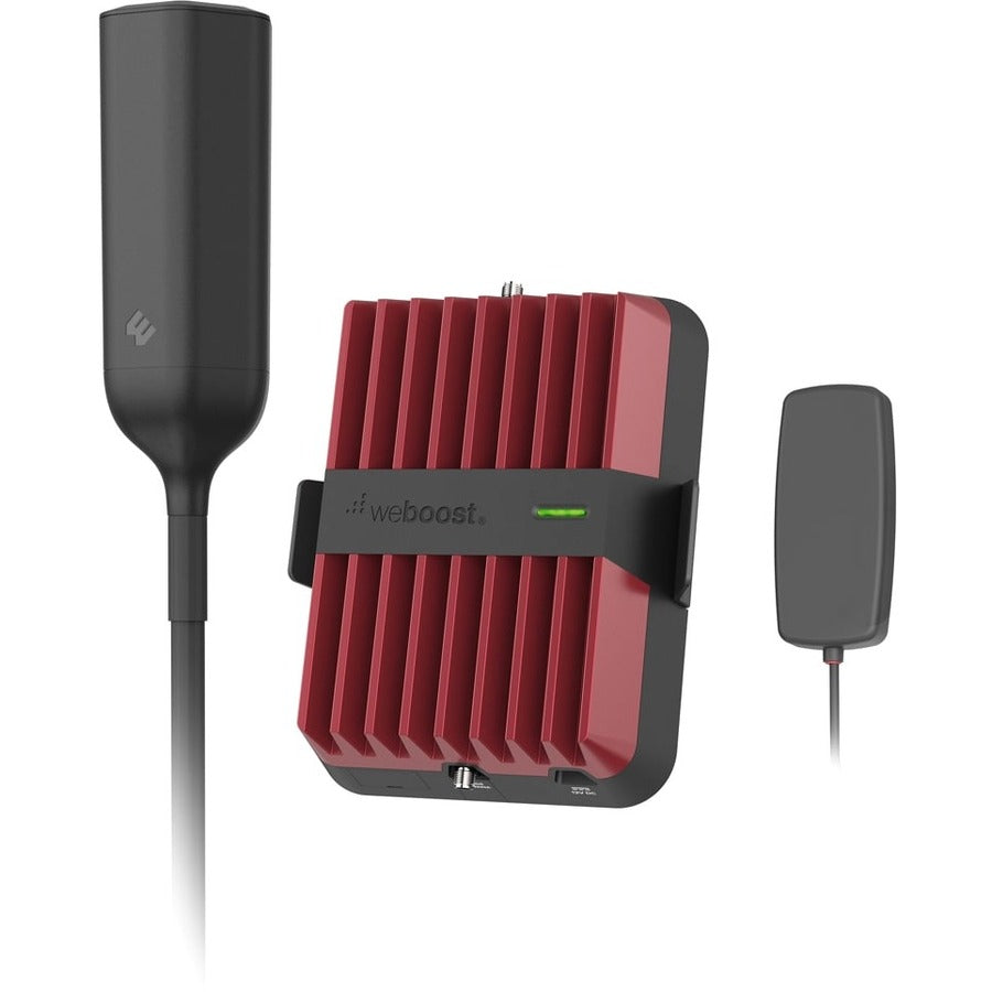 WeBoost Drive Reach OTR, Drive Reach OTR Booster Drive Reach OTR Outside Antenna Slim Low-Profile Inside Antenna Power Supply Antenna Spring Thread Lock Packets 13 and 18 in. Mast Extensions Cable Adapter Mounting Bracket