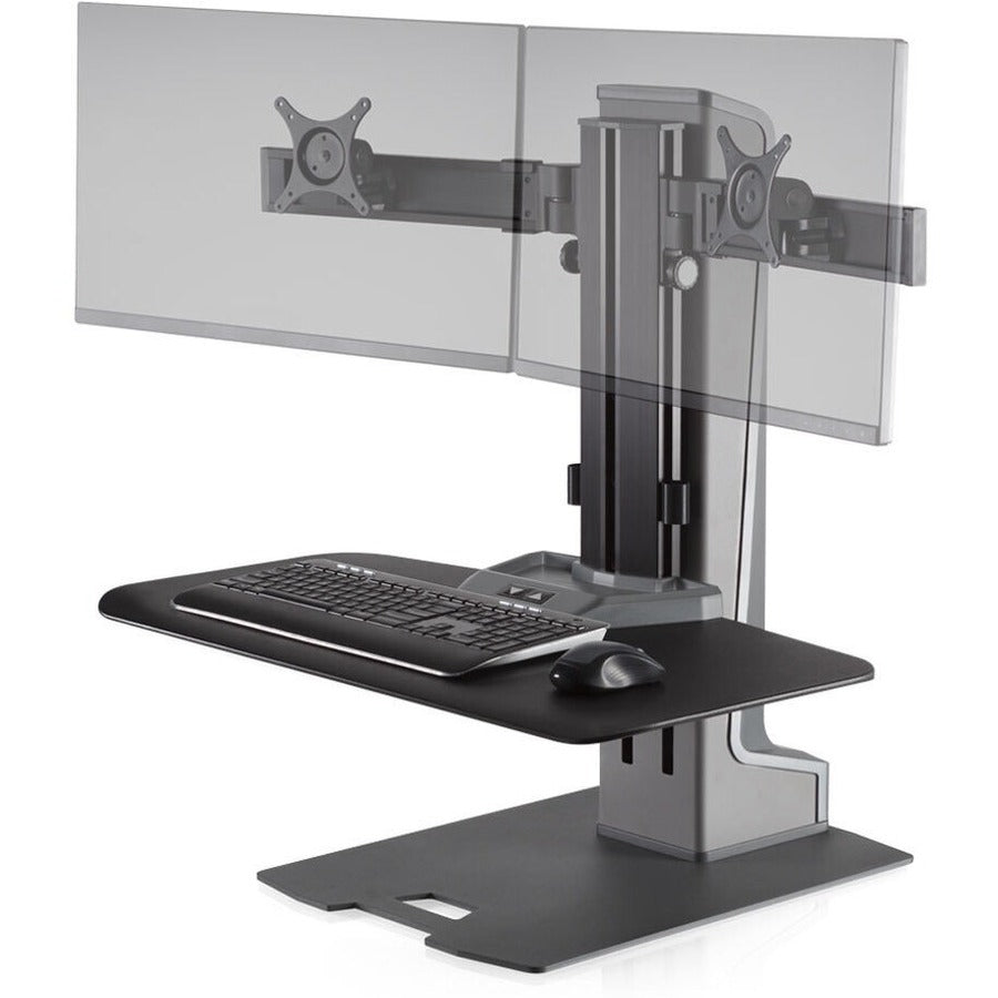 Innovative HAT Winston-E Sit-Stand Dual Monitor Mount w/ Compact Worksurface