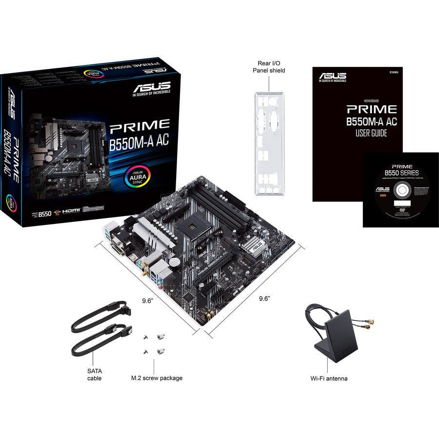 Asus Prime B550M-A AC Desktop Motherboard - AMD B550 Chipset - Socket AM4 - Micro ATX