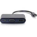 C2G USB C to HDMI and VGA Adapter Converter with Power Delivery - Black