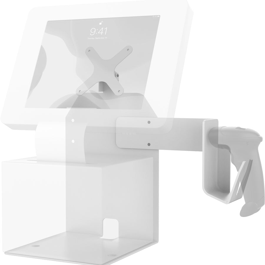 CTA Digital VESA Compatible POS Station with Printer Stand, Magnetic Scanner & Card Reader Holder (White)
