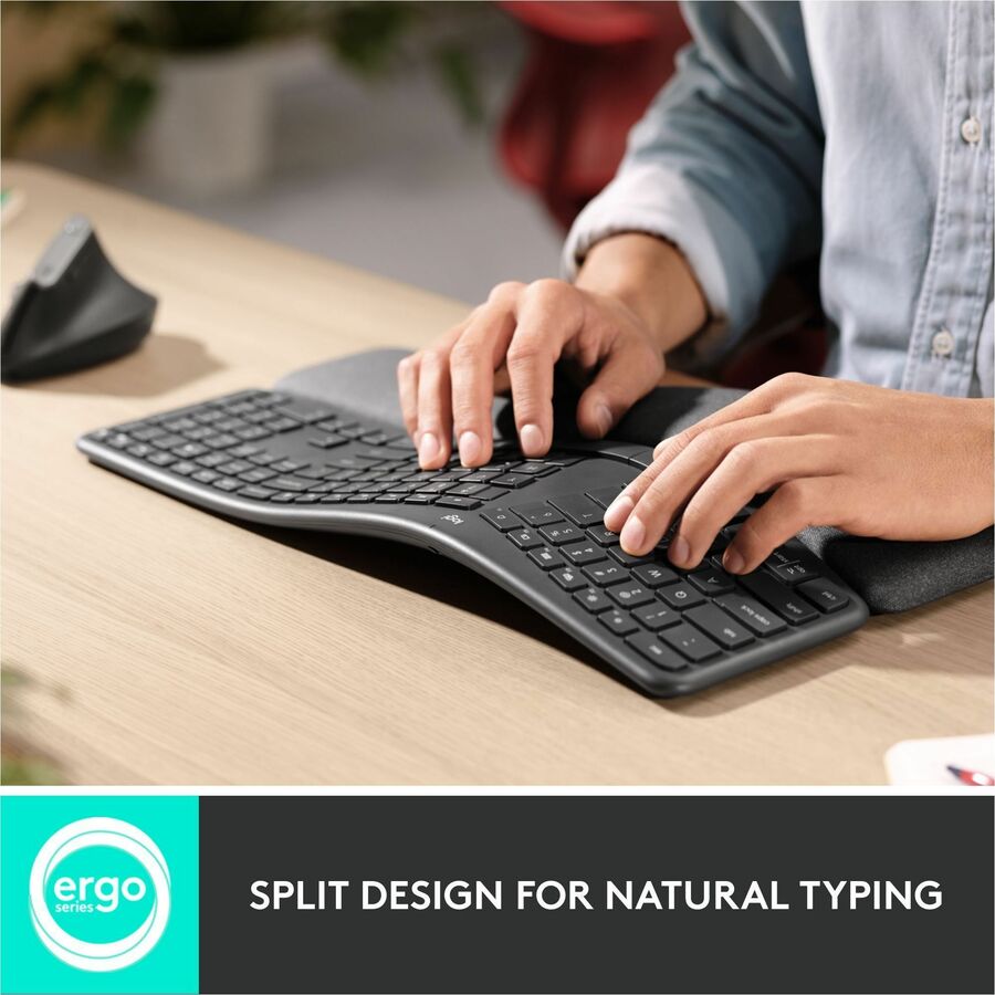Logitech Ergo K860 Split Wireless Keyboard for Business - Ergonomic Design, Secured Logi Bolt Technology, Graphite