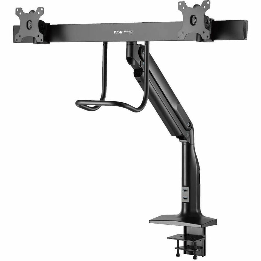 Eaton Tripp Lite Series Safe-IT Precision-Placement Dual-Display Desk Clamp or Grommet with Antimicrobial Tape for 17" to 35" Displays, USB Ports
