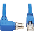Eaton Tripp Lite Series M12 X-Code Cat6a 10G F/UTP CMR-LP Shielded Ethernet Cable (Right-Angle M12 M/RJ45 M), IP68, PoE, Blue, 2 m (6.6 ft.), TAA