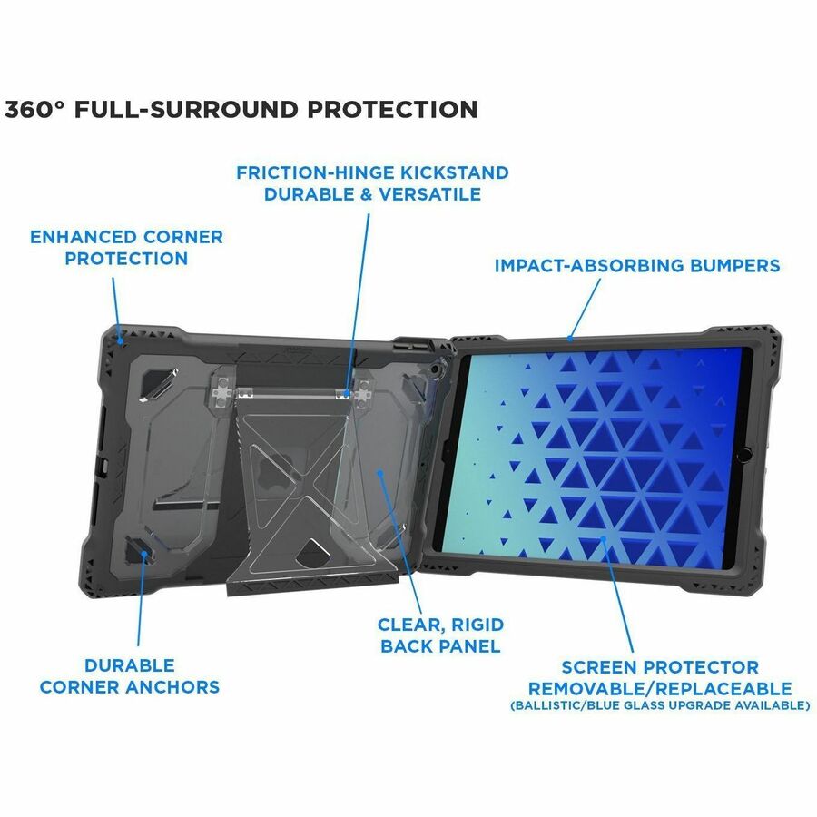 MAXCases Shield Extreme-X2 for iPad 9 10.2" (Fits iPad 7/8/9) (Black Bezel-Gray Case)