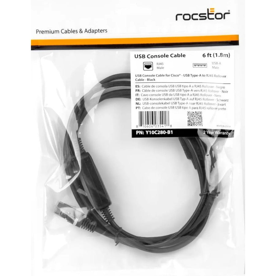 Rocstor Premium Cisco USB Console Cable - USB Type-A to RJ45 Rollover Cable