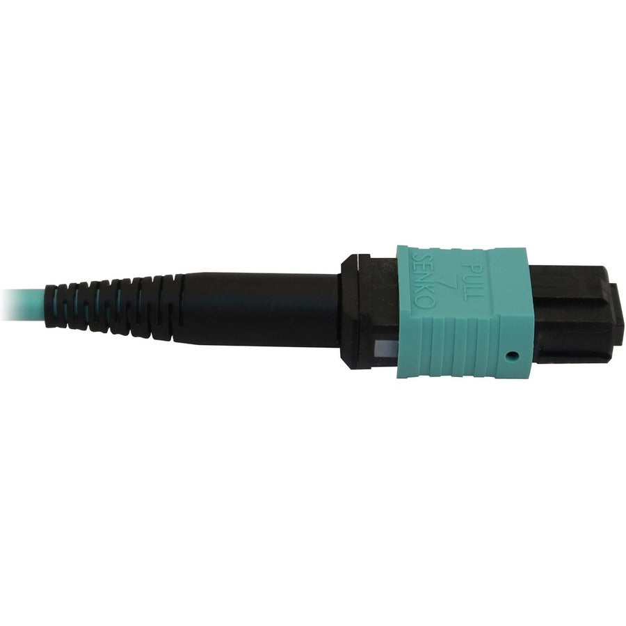 Eaton Tripp Lite Series 40/100/400G Multimode 50/125 OM3 Fiber Optic Cable (12F MTP/MPO-PC F/F), LSZH, Aqua, 5 m (16.4 ft.)