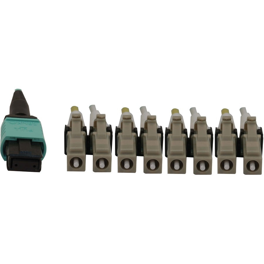 Eaton Tripp Lite Series 40/100/400G Multimode 50/125 OM3 Fiber Optic Cable (12F MTP/MPO-PC to 4x Duplex LC/PC F/M), LSZH, Aqua, 3 m (9.8 ft.)