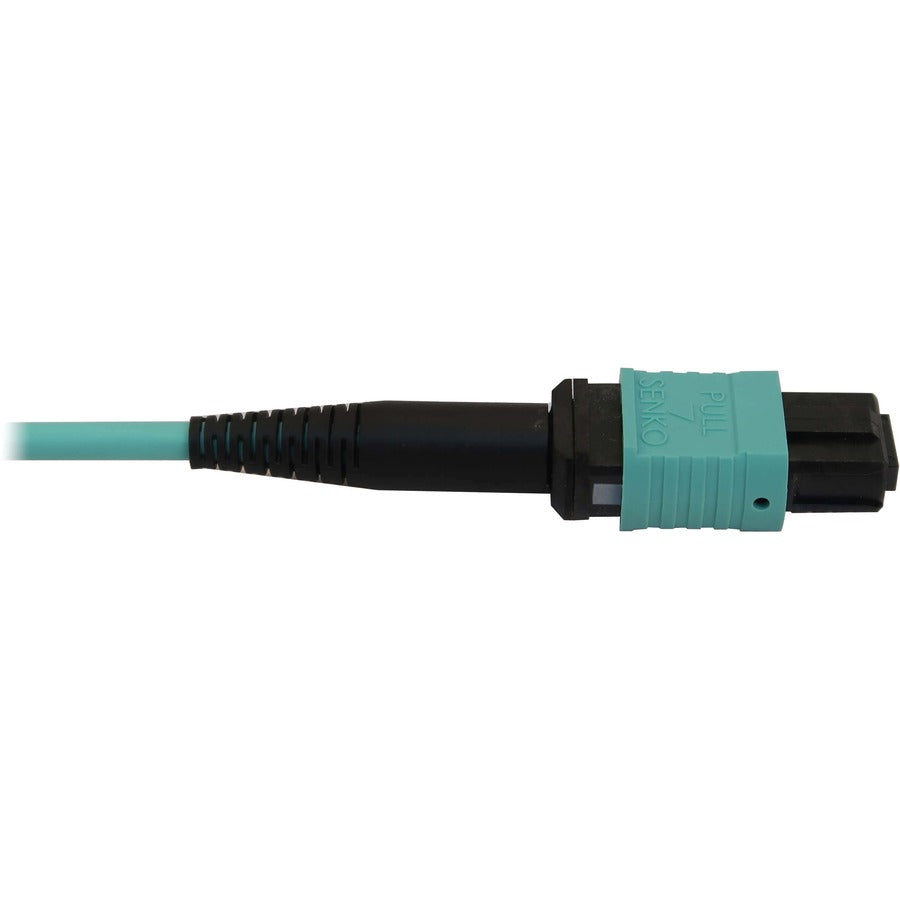 Eaton Tripp Lite Series 40/100/400G Multimode 50/125 OM3 Fiber Optic Cable (12F MTP/MPO-PC to 4x Duplex LC/PC F/M), LSZH, Aqua, 3 m (9.8 ft.)