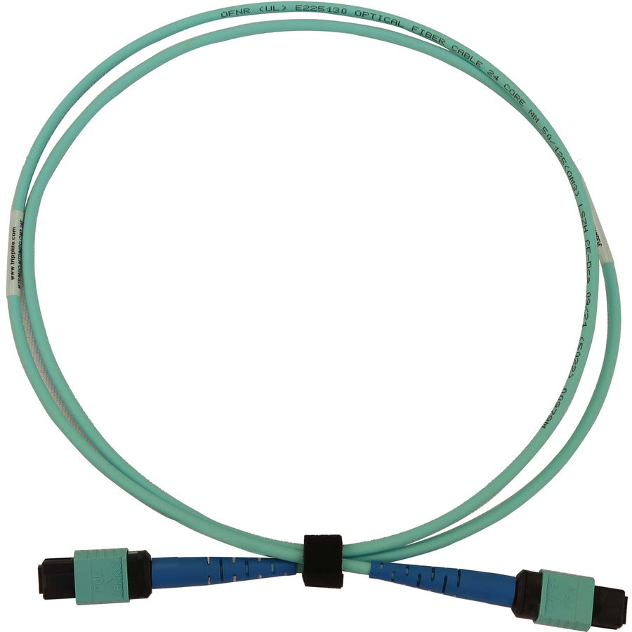 Eaton Tripp Lite Series 40/100/400G Multimode 50/125 OM3 Fiber Optic Cable (24F MTP/MPO-PC F/F), LSZH, Aqua, 3 m (9.8 ft.)