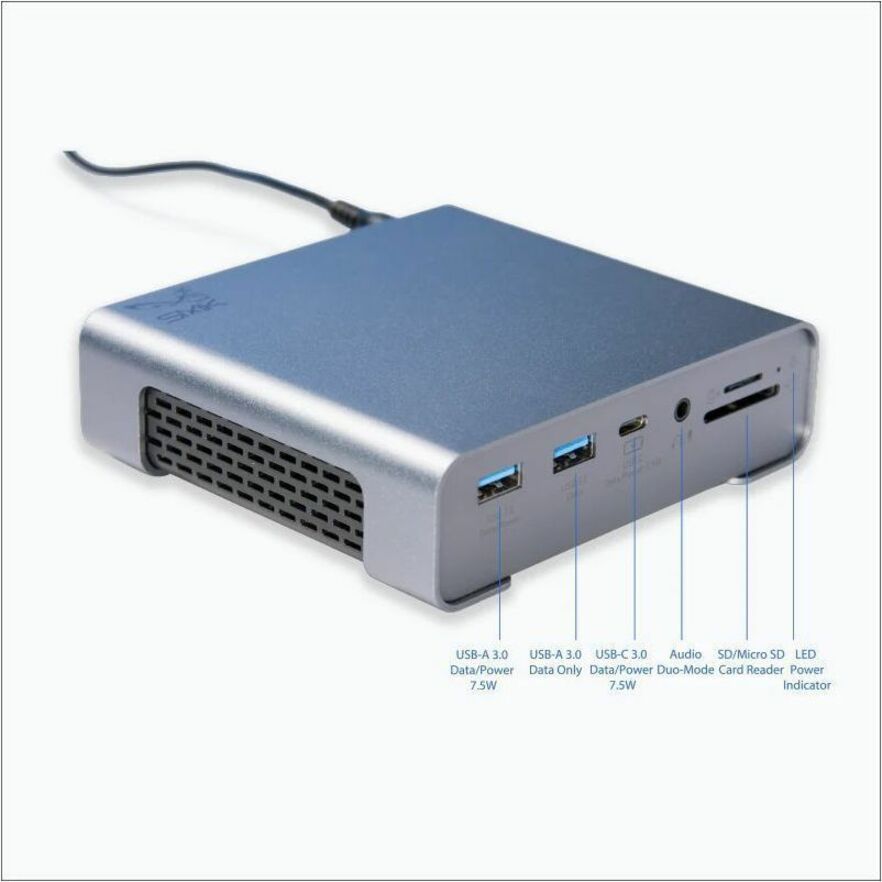 SMK-Link USB-C Triple 4K Monitor Docking Station - 2 x HDMI / DP - 100W PD - 5 x USB-A - 3 x USB-C - GbE - Dual Mode Audio Jack - SD/micro SD Card