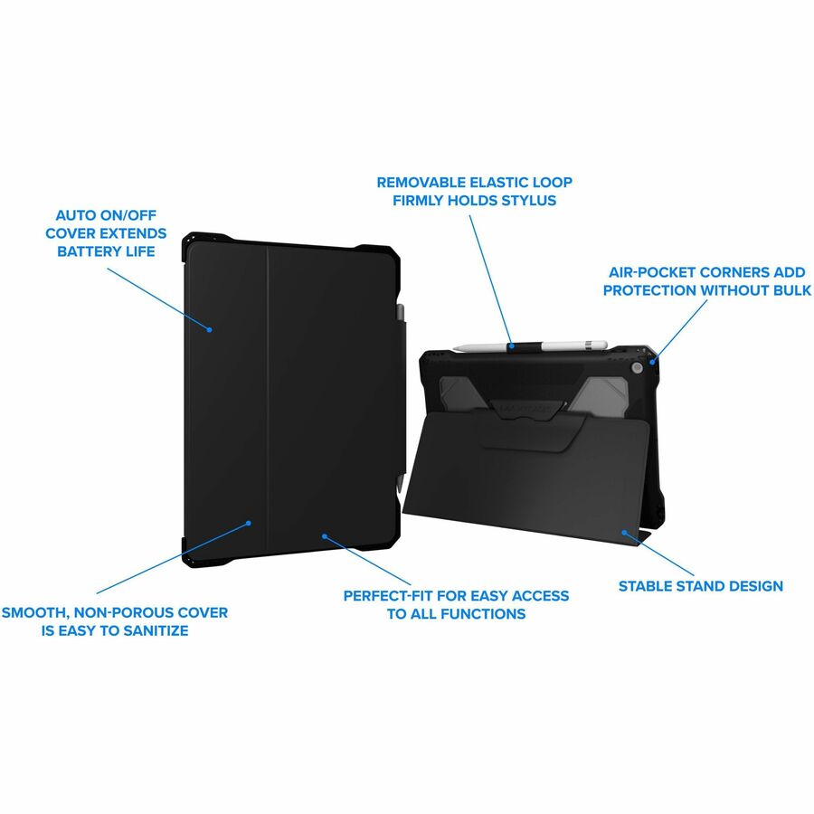 MAXCases Extreme Folio-X2 for iPad 9 (7/8) 10.2" (2021) (New Wipeable Material) (Black)