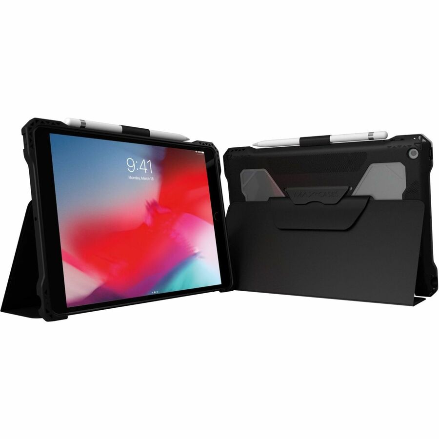 MAXCases Extreme Folio-X2 for iPad 9 (7/8) 10.2" (2021) (New Wipeable Material) (Black)