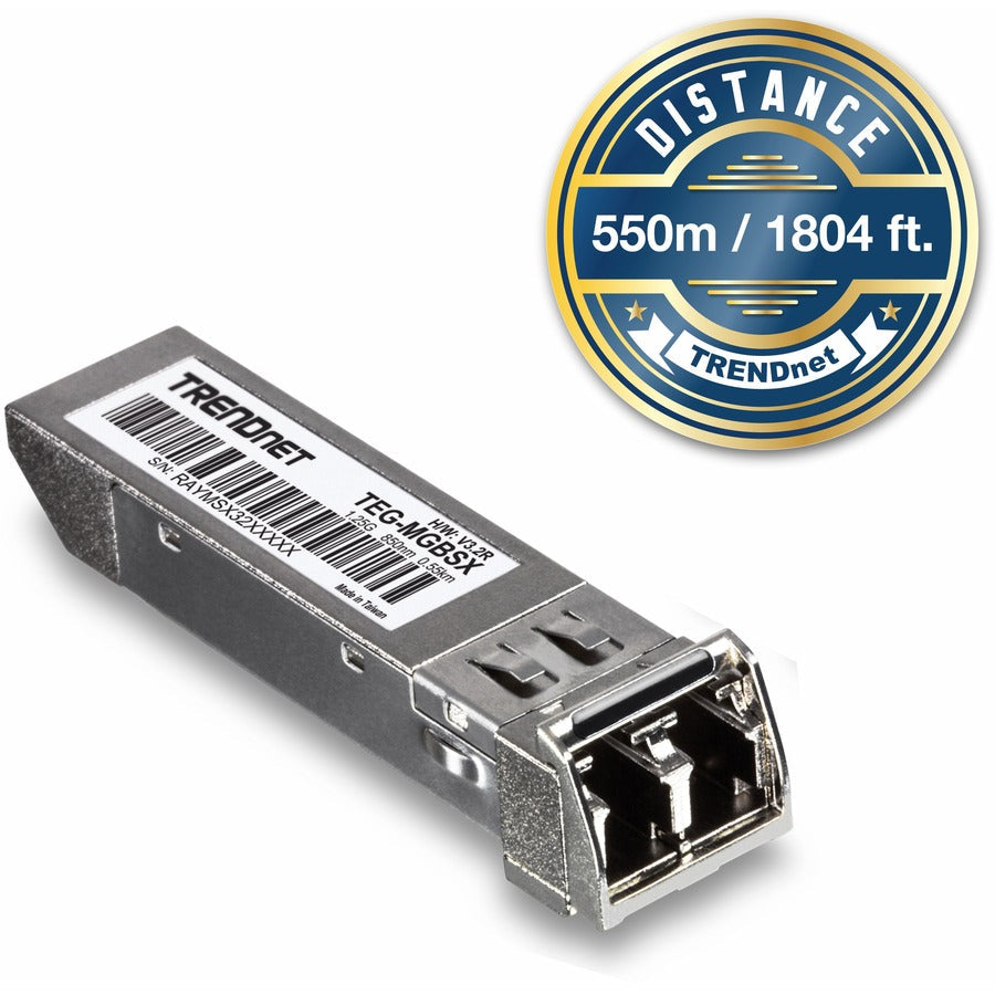 TRENDnet SFP Multi-Mode LC Module, Up To 550m (1800 Ft), Mini-GBIC, Hot Pluggable, IEEE 802.3z Gigabit Ethernet, Supports Up To 1.25 Gbps, Lifetime Protection, Silver,