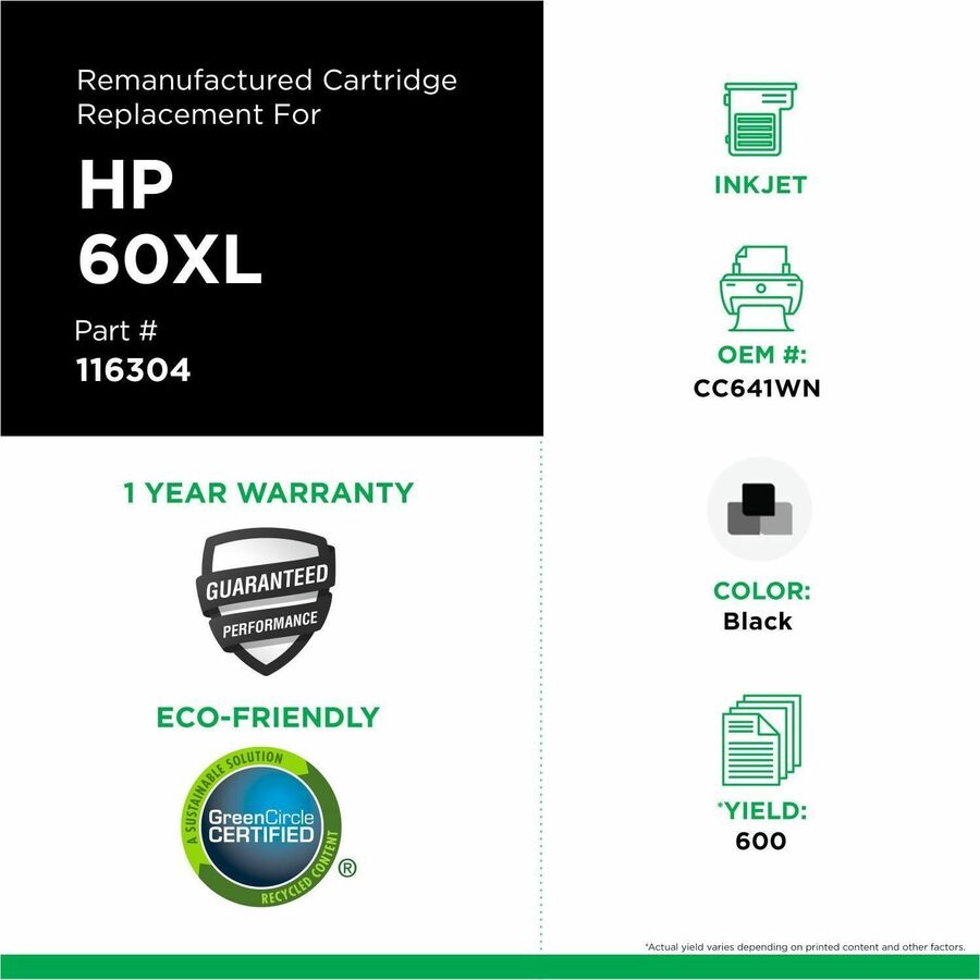 Clover Imaging Remanufactured High Yield Black Ink Cartridge for HP 60XL (CC641WN)