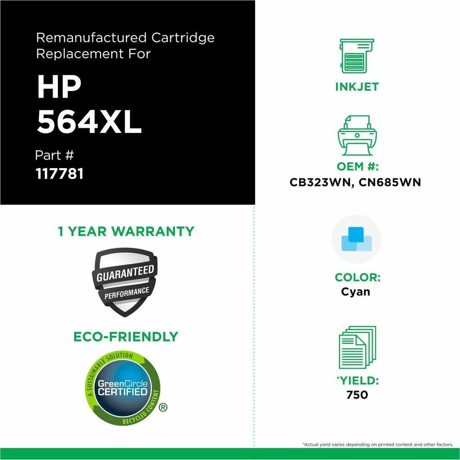 Clover Imaging Remanufactured High Yield Cyan Ink Cartridge for HP 564XL (CB323WN/CN685WN)