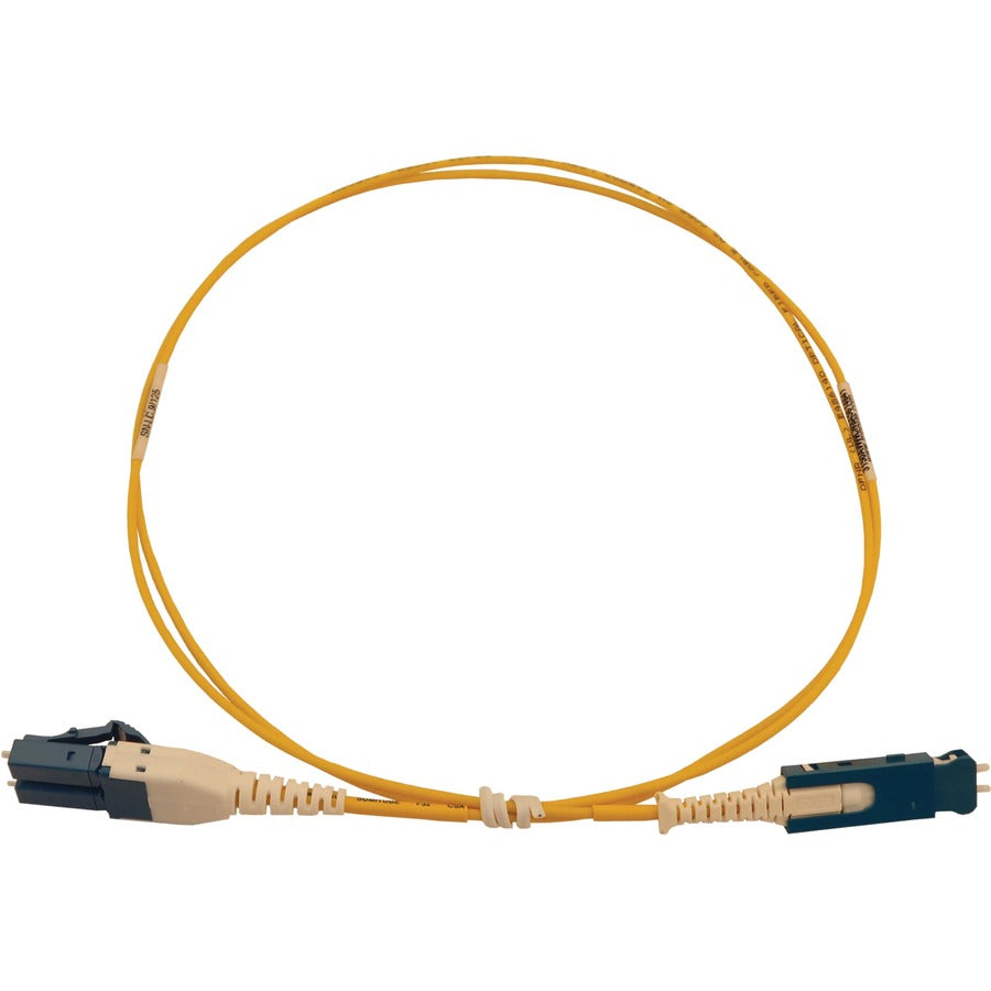 Eaton Tripp Lite Series 40/100/400G Singlemode 9/125 OS2 Fiber Optic Cable (Duplex SN-UPC to Duplex LC-UPC M/M), LSZH, Yellow, 1 m (3.3 ft.)