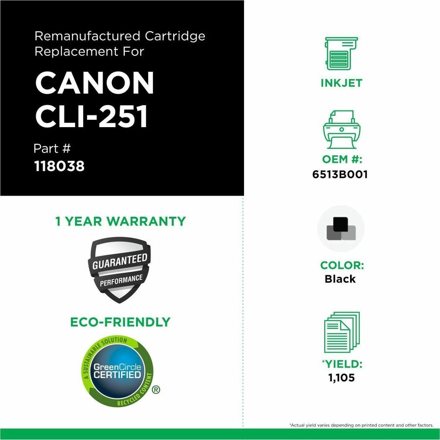 Clover Imaging Remanufactured Black Ink Cartridge for Canon CLI-251 (6513B001)