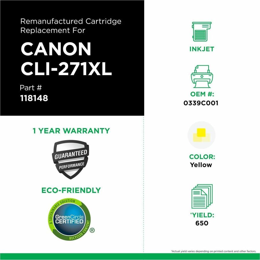 Clover Imaging Remanufactured High Yield Yellow Ink Cartridge for Canon CLI-271XL (0339C001)