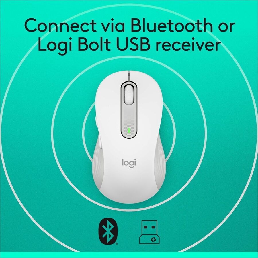 Logitech M650 L Wrls Mouse  Offwhite, 3.92 oz, Bluetooth, USB, Wireless