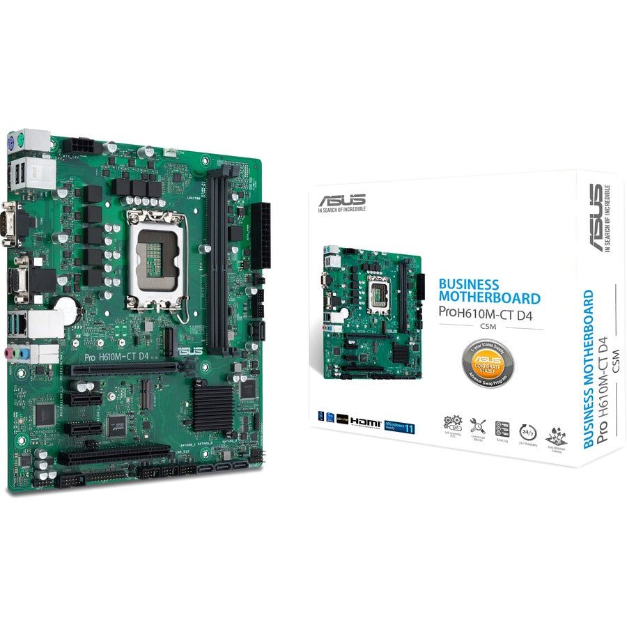 Asus H610M-CT D4-CSM Desktop Motherboard - Intel H610 Chipset - Socket LGA-1700 - Micro ATX