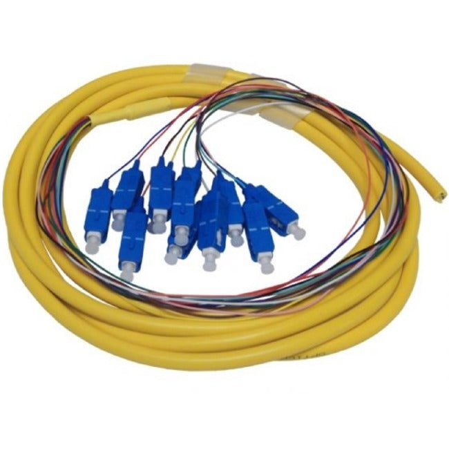 NSI ENET 12 Fiber OS2 9/125 Single-mode Color Coded SC UPC Simplex to 900um Pigtail (9.84FT) 3 Meter