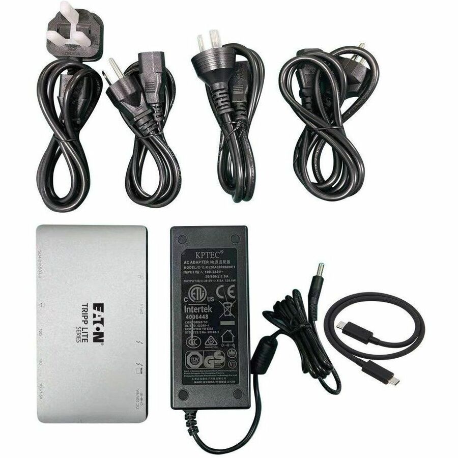 Eaton Tripp Lite Series Thunderbolt 3 Dock with USB-C Compatibility, Dual Display - 8K DisplayPort, USB 3.2 Gen 2 10G, USB-A/USB-C Hub, GbE, International Plug Adapters