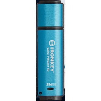 KINGSTON IronKey Vault Privacy 50 Series 256GB USB 3.2 (Gen 1) Type A Flash Drive - 256 GB, 150 m, Blue, IKVP50
