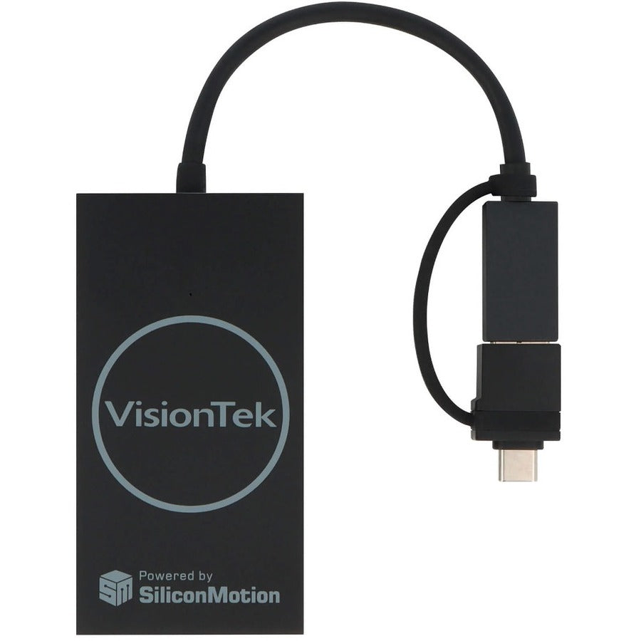 The VisionTek VT80 USB 3.0 to DisplayPort Adapter allows you to easily connect your Windows™, Mac™ or Chrome™ laptop to an additional 4K display.     Supports 1 Display (DP) via Silicon Motion USB Graphics   USB-A or USB-C connection to host system