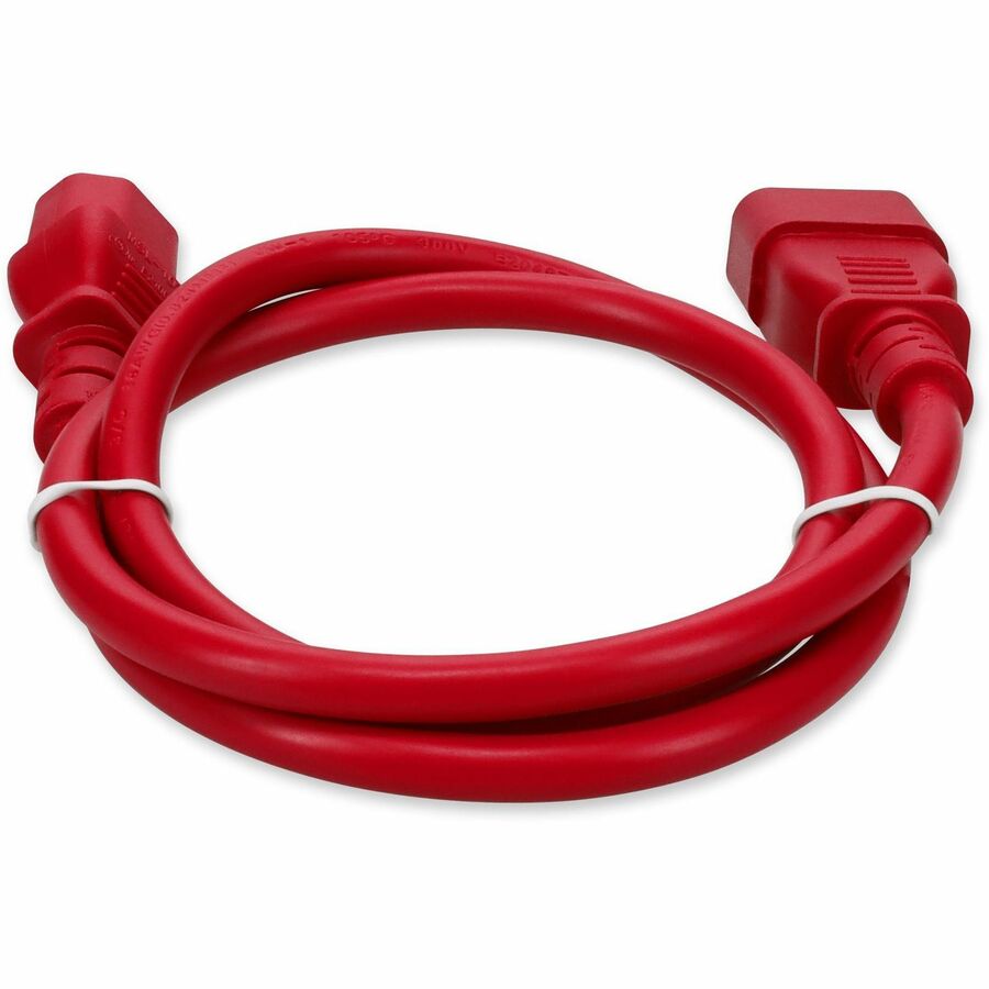 AddOn 2m (6.6ft) C14 to C13 14AWG 15A 100-250V Red Power Cable