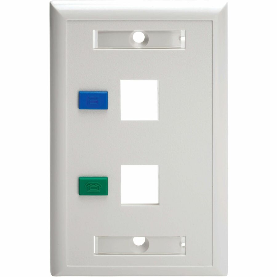 Eaton Tripp Lite Series 2-Port Keystone Faceplate, Single Gang, ID Labels, White, TAA