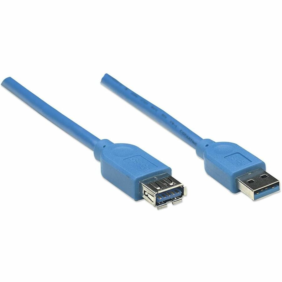 IC Manhattan SuperSpeed USB 3.0 A Male/A Female Extension Cable, 10 ft (3m), Blue